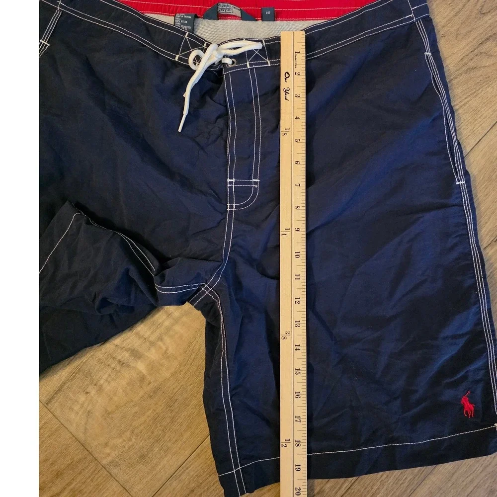 Polo Ralph Lauren Men L Navy Blue Board Shorts Swim Trunks Cargo Contrast Stitch